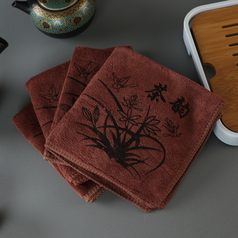 Tea Towel Absorbent Thickeneded Tea Cloth Pot Towel Tea Accessories Cotton and Linen Chinese Style Zen Tea Cloth Absorbent Special Thickeneding