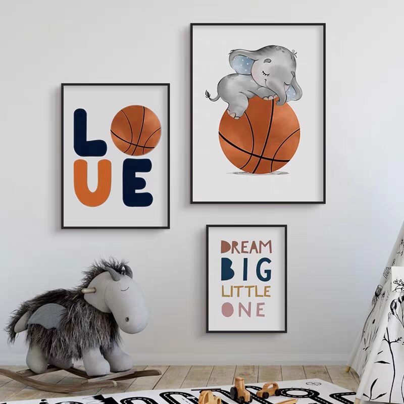 Football basketball wall decoration kids room decorative painting kindergarten wall decoration boy bedroom bedside hanging painting cute