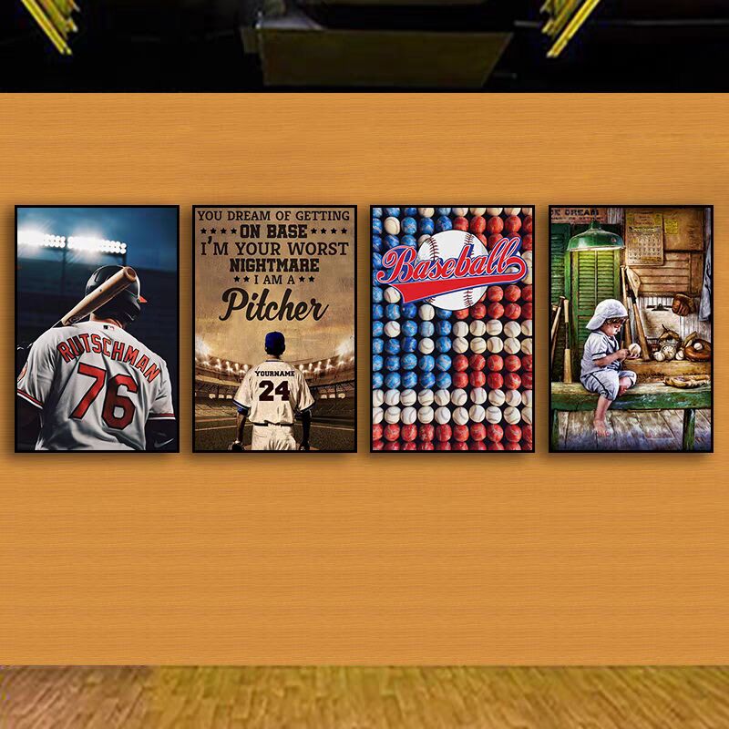 American-Style Room Hanging Paintings Baseball-Themed Cultural Party Venue Decorative Paintings Posters Stadium Outdoor Sports Wall Paintings