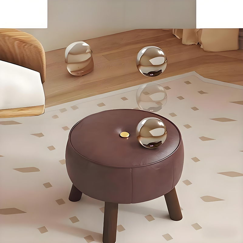 Pumpkin Stool Living Room Home Sofa Stool Modern Doorway Shoe Changing Stool Solid Wood Leisure Small Stool Soft Bag Simple Low Stool