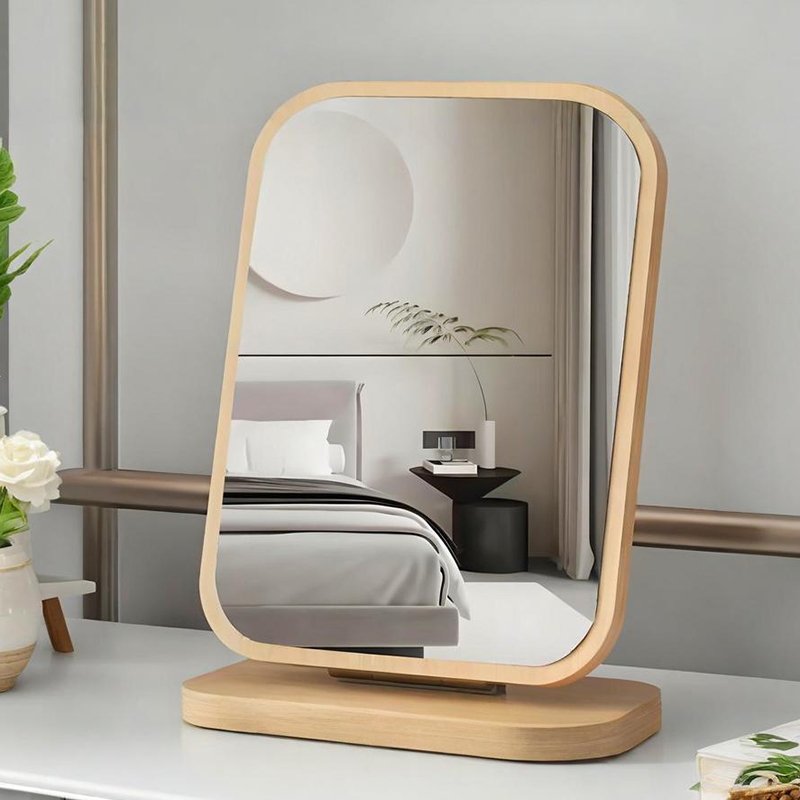 Makeup Mirror Desktop Tabletop Home Use Master Bedroom Rotatable Vanity Mirror Student Dormitory Wooden Foldable Portable Mirror
