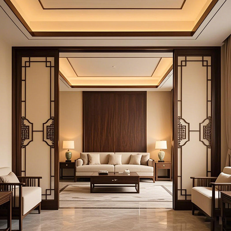 Sliding Door Lattice Door Bedroom Door Living Room Balcony Study Sliding Door Chinese-Style Partition Door Tea Room Song-Style Aesthetic Grille