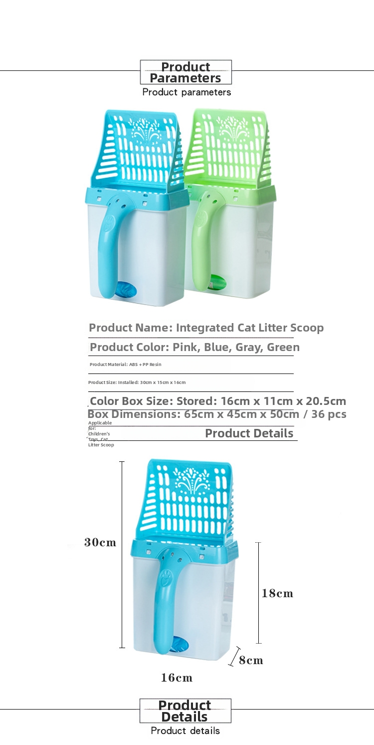 Afneembare kattenbakschep met opvangbak set_voghion.com