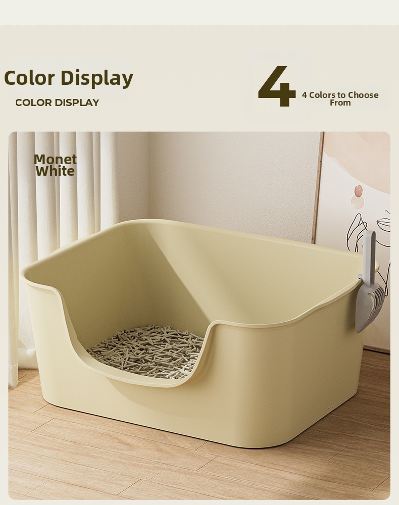 Extra Large Semi-enclosed Anti-pulling Cat Litter Box For Pets_voghion.com