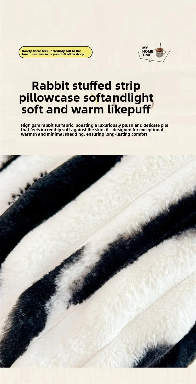 1 Stück Kaninchen-Plüsch-Kissenbezug, Milchplüsch, langer Kissenbezug, verlängerter Streifen-Flanell-Kissenbezug, enthält keinen Kissenkern – Detail 2