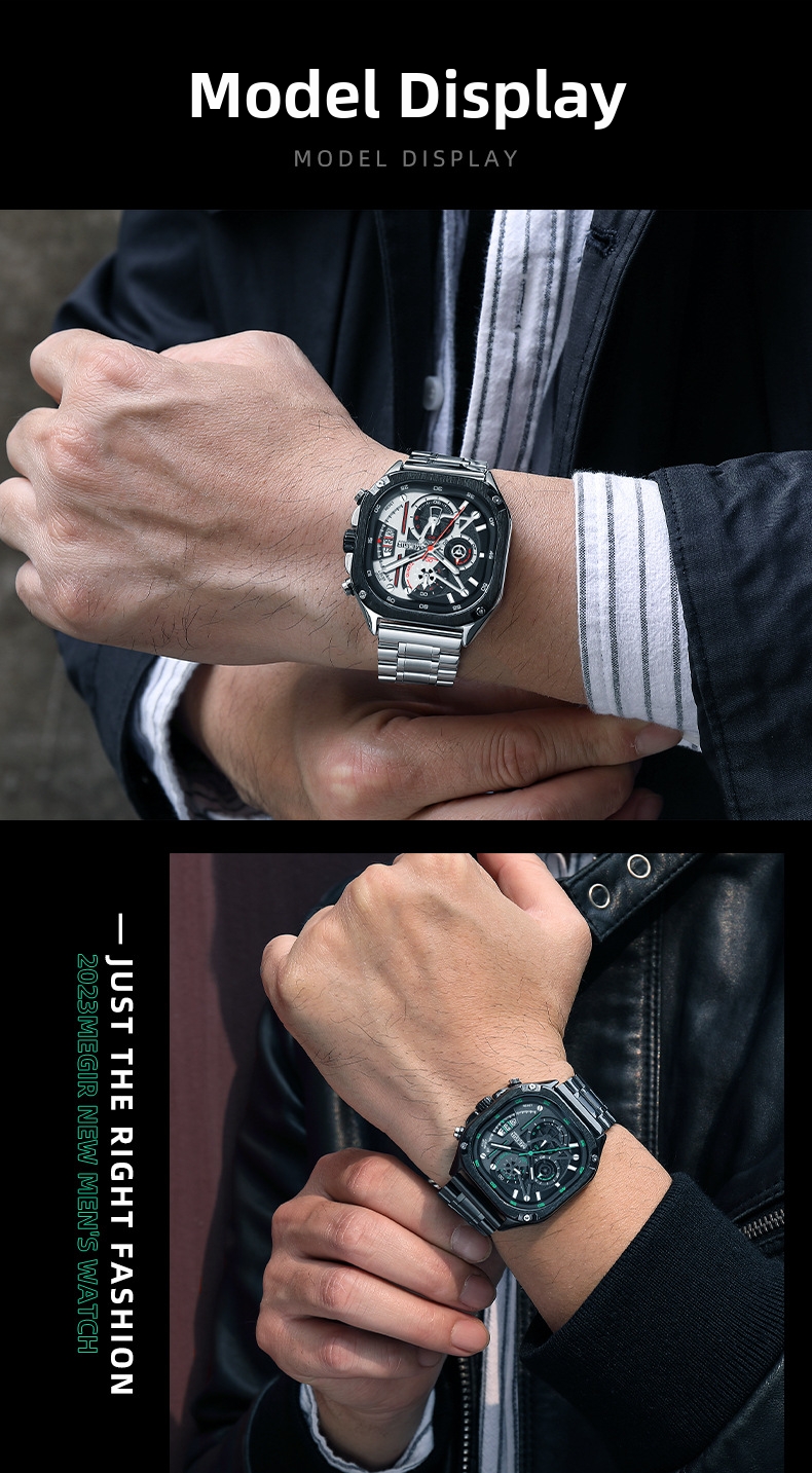 Herren Chronograph Quarzuhr Mit Edelstahlarmband Und Datumsanzeige_voghion.com
