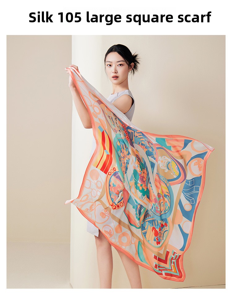 New Chinese Silk Scarf 100% Mulberry Silk 110cm Silk Square Scarf_voghion.com