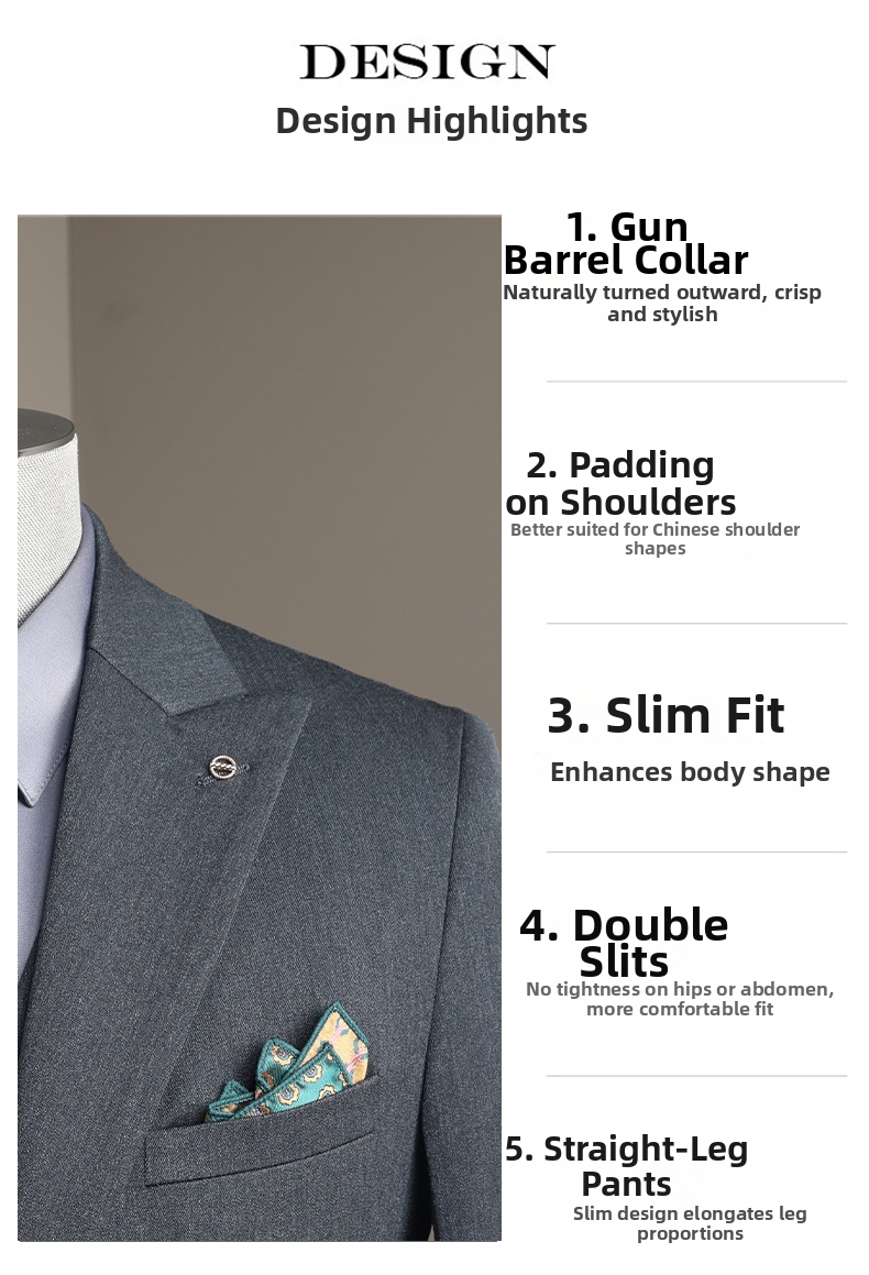 Formal Men's Suit Two-button Slim Fit Business Blazer Jacket_voghion.com