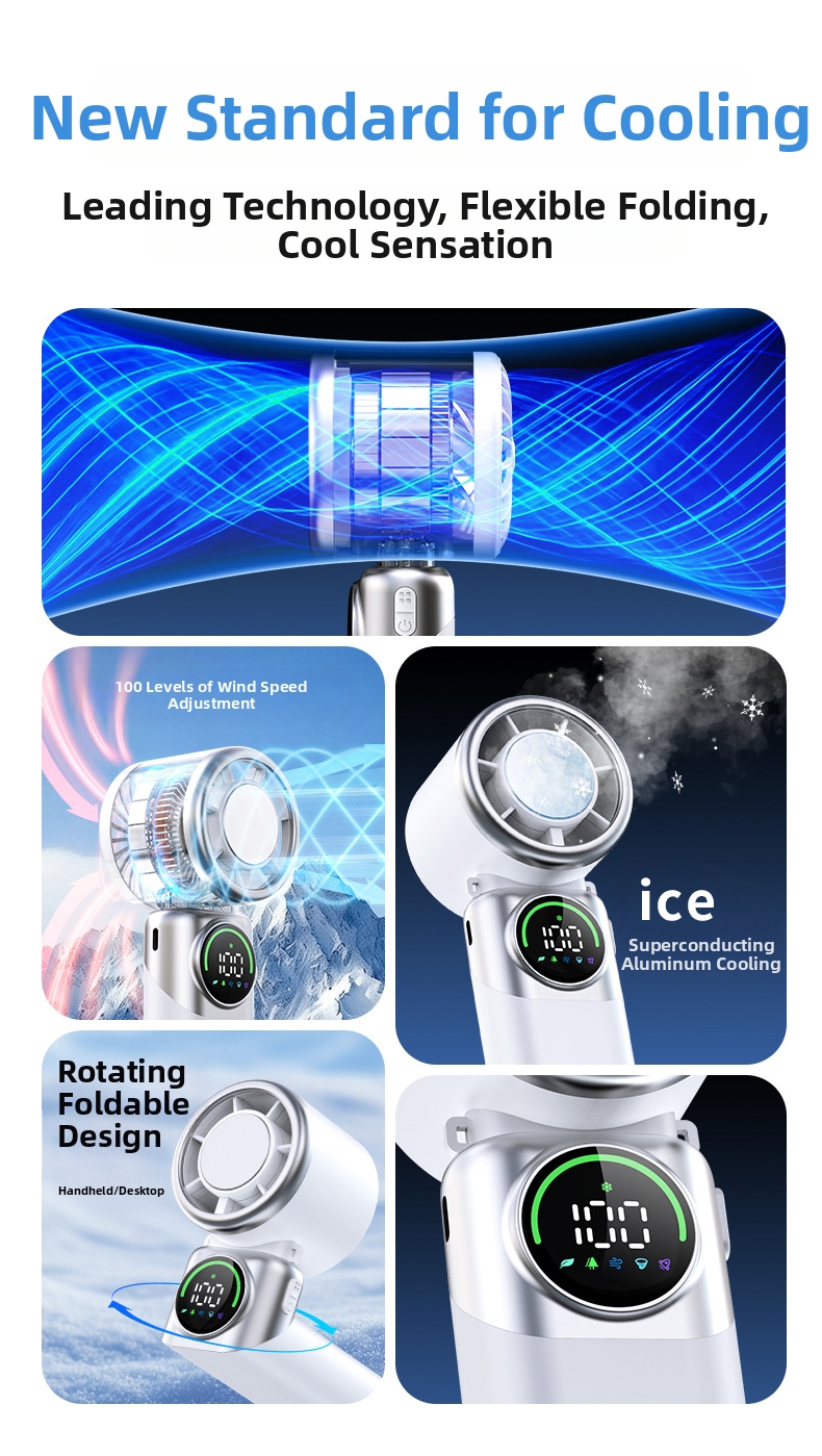 Handheld Portable Cooling Fan With Semiconductor Ice Compress_voghion.com