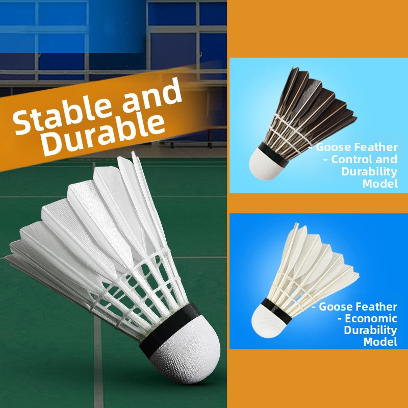 12 Pack Badminton Shuttlecocks Goose Feathers Windproof Durable Stable For Indoor Outdoor Competitions 76 Speed_voghion.com