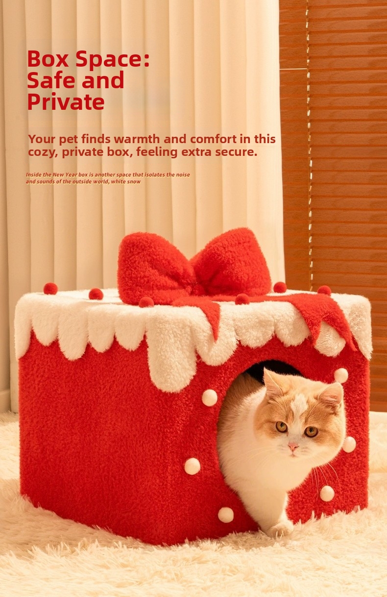 Niche maison pour chat fermée douillette et chaude en polaire_voghion.com