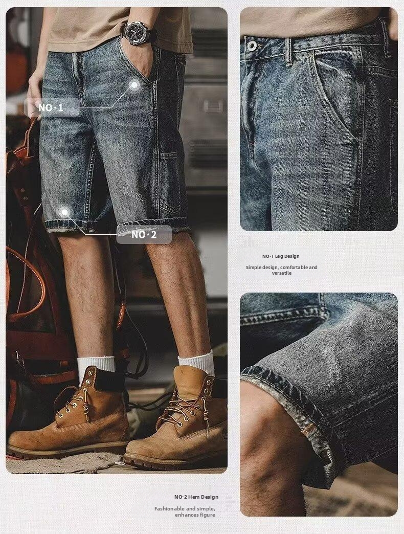 Herren Jeans Shorts Weit Geschnitten Im Used Look Für Sommer_voghion.com