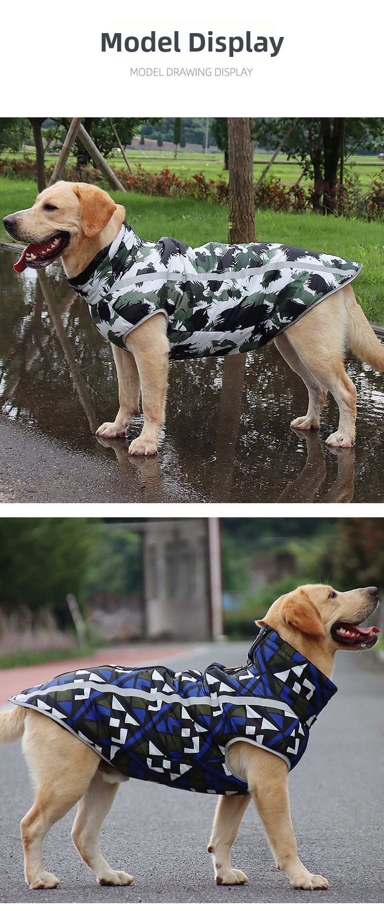Winter Windproof Dog Jacket Reflective Padded Vest For Large Dogs_voghion.com