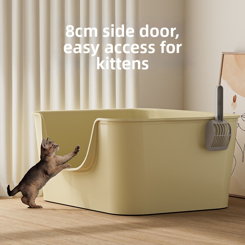 Bac à litière extra large anti-traction semi-fermé pour chats - Accessoires de toilette pour chats_voghion.com