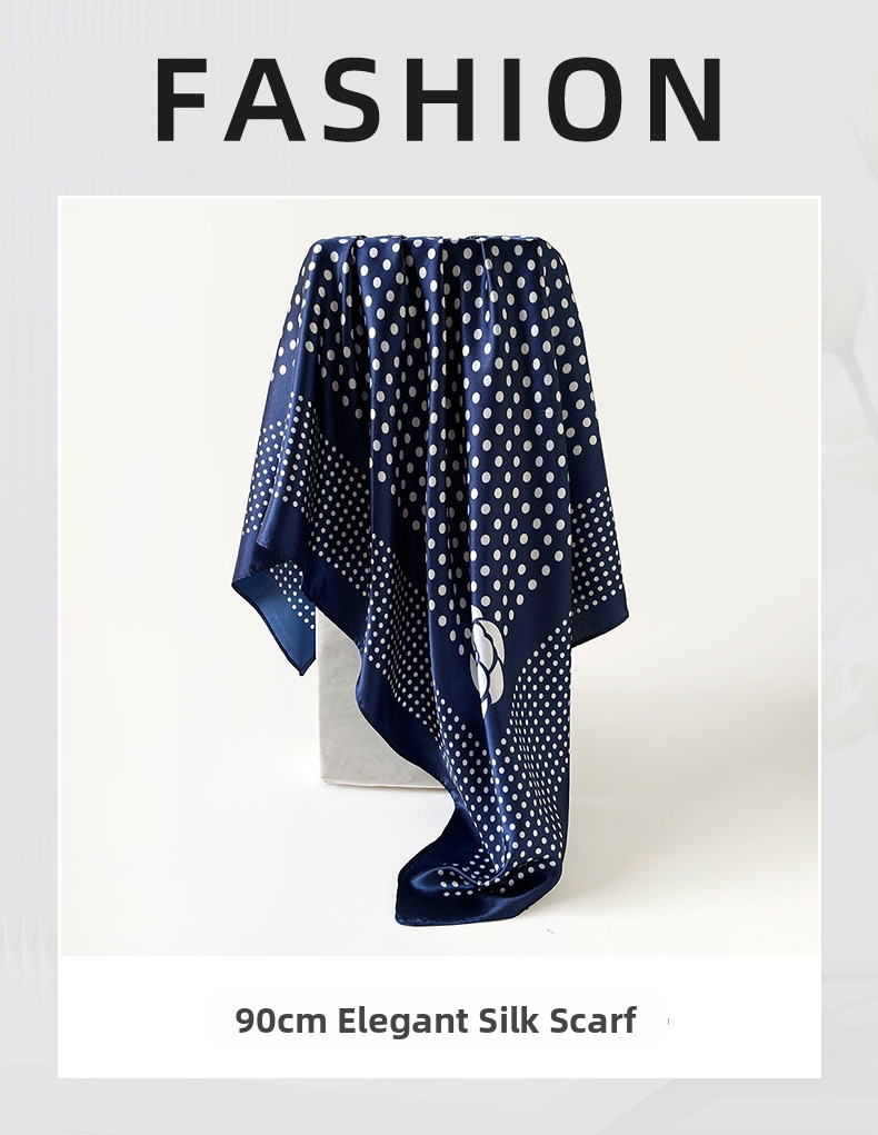 Foulard in seta a pois da donna, elegante sciarpa quadrata_voghion.com