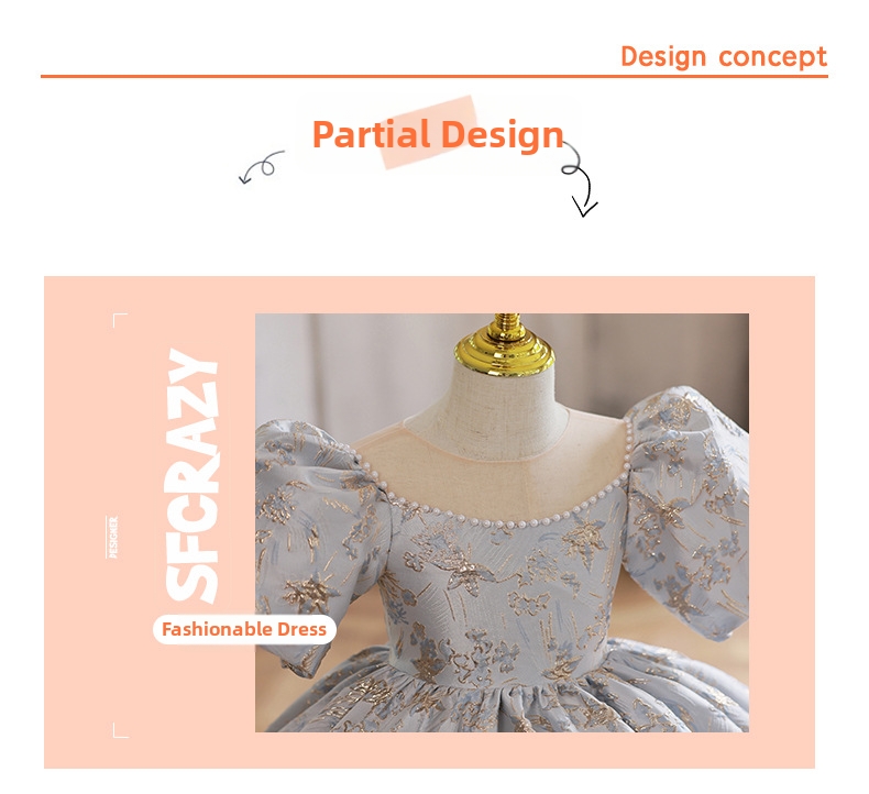 Prinsessklänning för flickor lätt polyester för pianouppträdande_voghion.com
