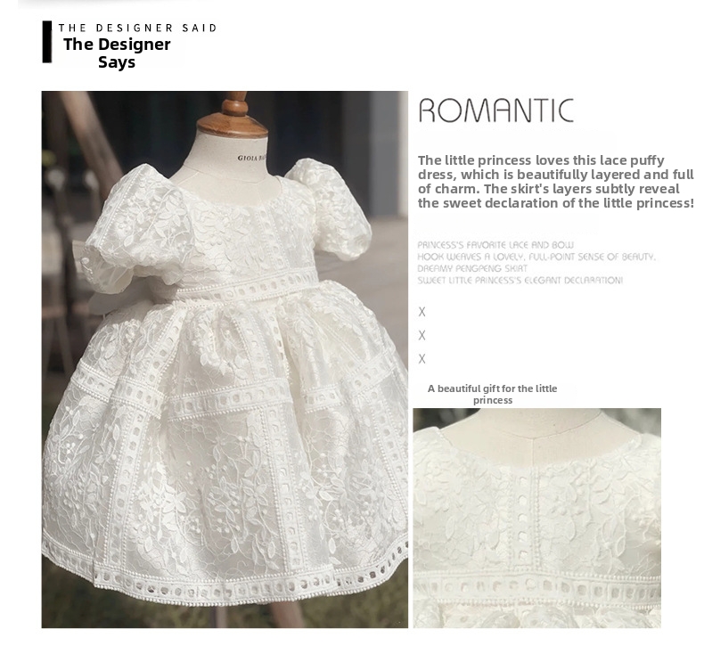 Vestido de princesa con mangas abullonadas y estampado niña_voghion.com