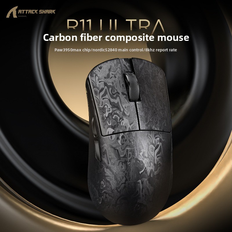 Attack Shark/Attack Shark R11 Ultra Triple Mode Kabellose Gaming-Maus aus Kohlefaser_voghion.com