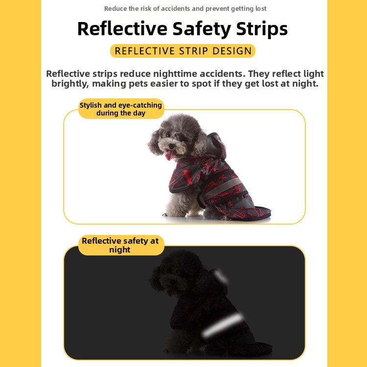Reflective Raincoat For Pets Windproof Rainproof Breathable Easy On Off Anti Shedding Dog Clothing & Shoes_voghion.com