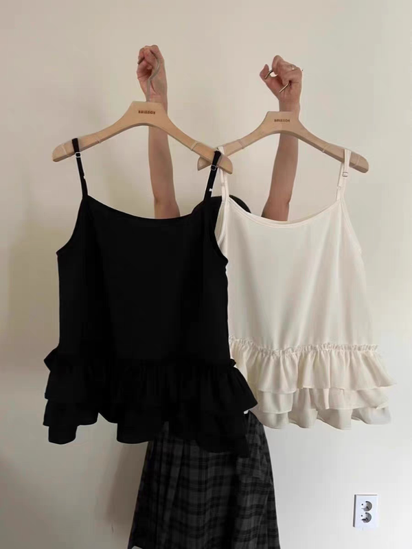 presale South Korea Dongdaemun 25 Spring and Summer New balance Sweet Simple Ruffled Sling Vest Dress