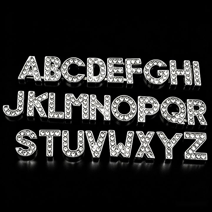 [8mm 10mm 18mm Alloy Rhinestone Letters] Personalized DIY Jewelry Wristband Bracelet Key Chain Accessories