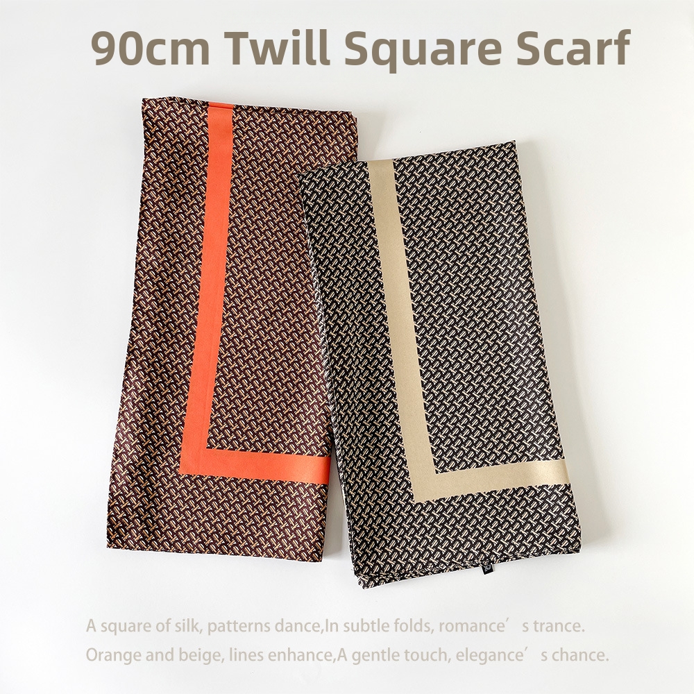 Twill Silk Scarf Square Shawl For Women Elegant Luxurious Hijab_voghion.com