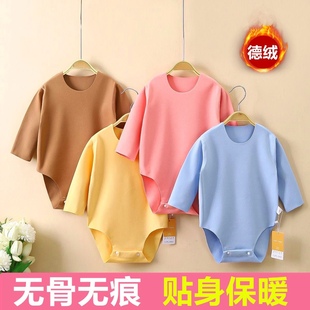 New Baby Crawling Clothes, German Velvet Baby Long-Sleeved Intimates, Spring, Autumn and Winter Fleece-Lined Warm Jumpsuit