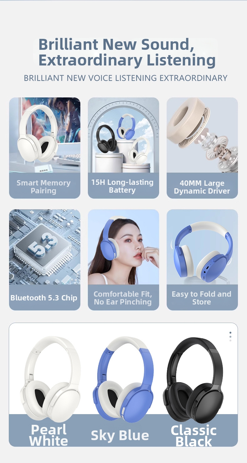 Écouteurs Bluetooth sans fil avec effets sonores multiples, longue autonomie, compatibles avec les vêtements et les téléphones portables, destinés à l'exportation_voghion.com