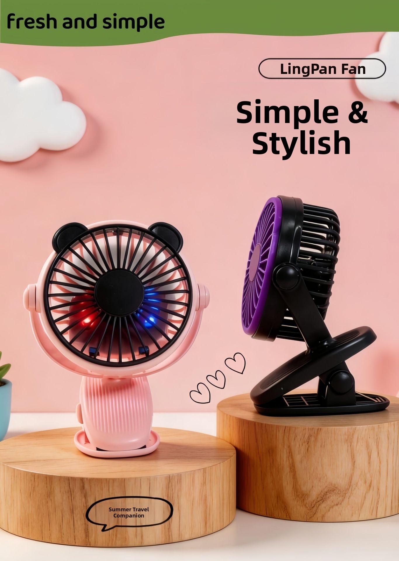 Ventilatore portatile con clip USB, mini lampada da scrivania per dormitorio, passeggino, piccolo ventilatore per uso personale_voghion.com