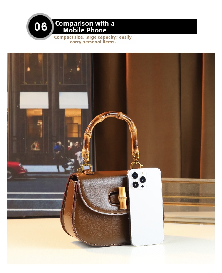 Elegant sadelväska för dam med bambuhandtag och axelrem_voghion.com