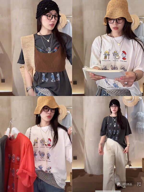 Pre-Sale Korea Dongdaemun 25 Summer New Sunflower Ouni Same Style Fashion Cartoon Printed Short-Sleeved T-Shirt