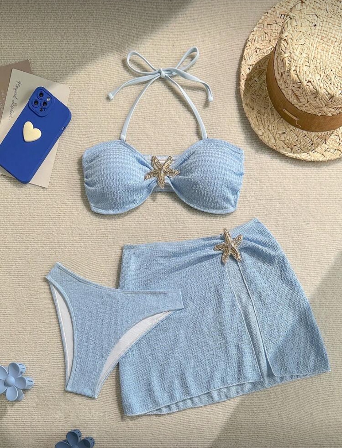 Women's Bikini Set Sexy Solid Colour Three Piece Swimsuit Beach_voghion.com