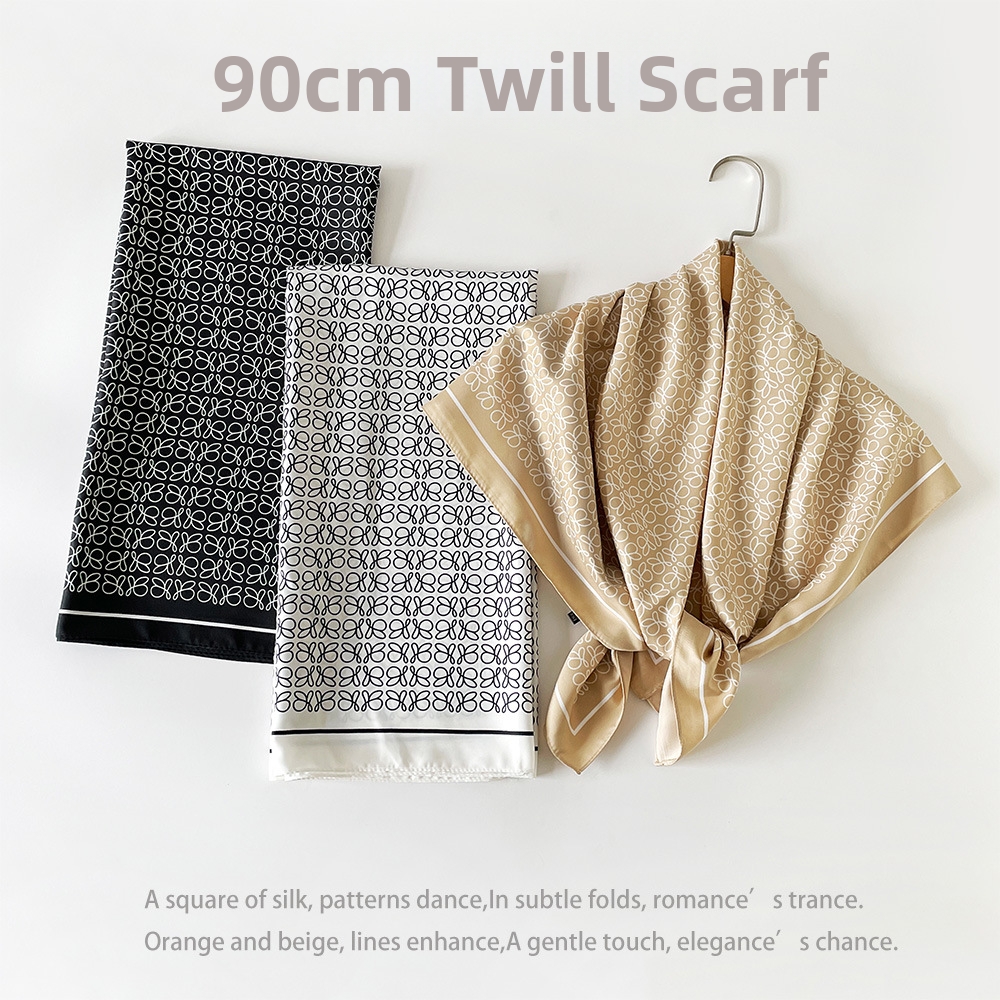 Spring/Summer Women's Korean Style Printed Scarf 90cm Twill Large Square Fashionable Sunscreen Shawl For Travel_voghion.com
