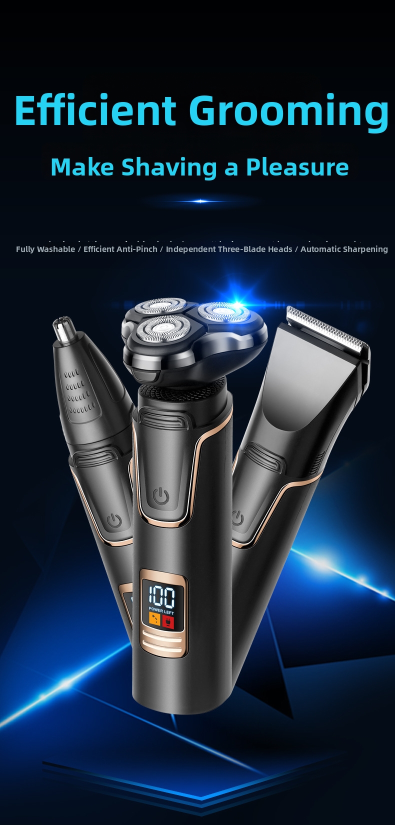 Electric Shaver For Men High Power Washable Intelligent Razor_voghion.com