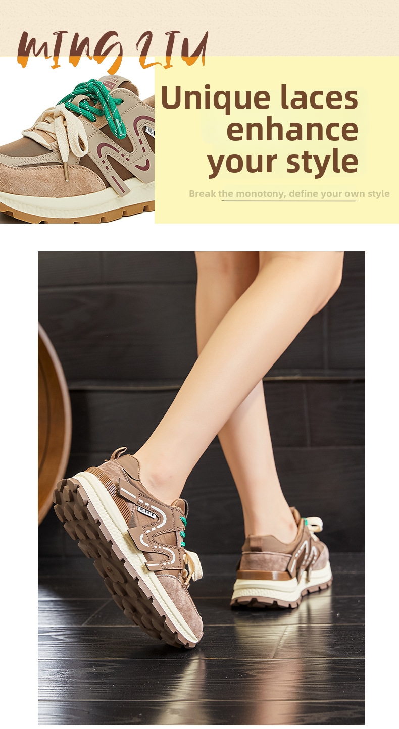 Dames hardloopschoenen van echt leer met dikke zool en casual look_voghion.com