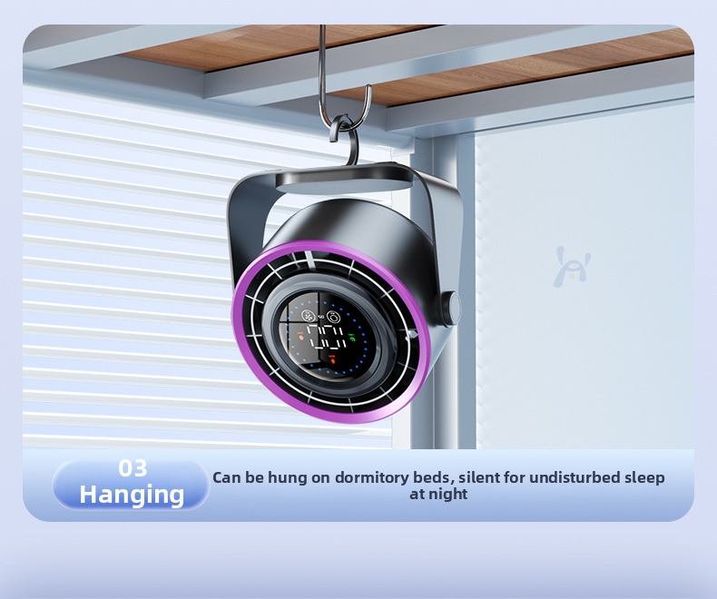 Usb Rechargeable Air Circulation Fan With Digital Display Wall Mount_voghion.com