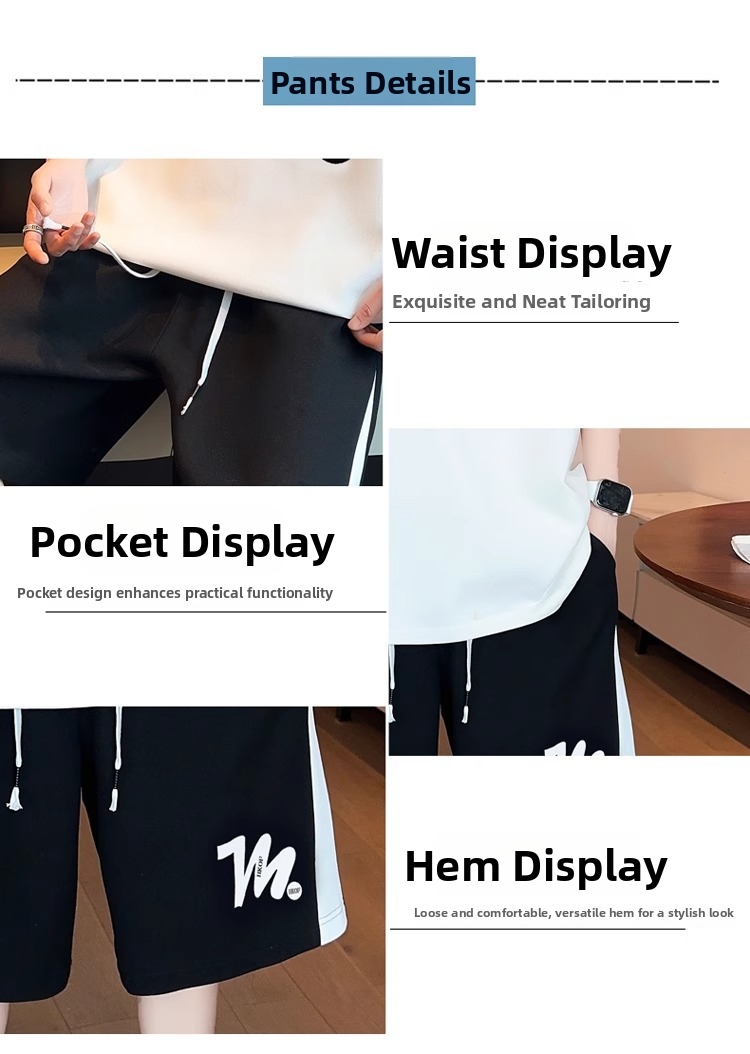 Teen Boys' Polo Shirt & Shorts Set - Breathable Cotton Casual Sportswear For Middle School Students And Youth_viptrois.com