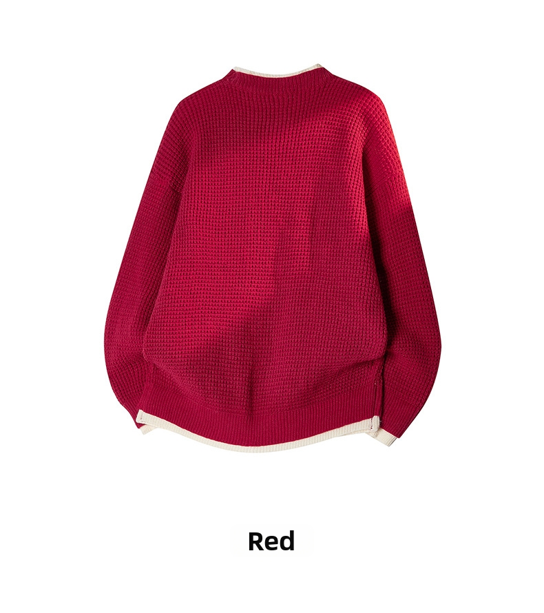 Herren Pullover Zweiteiler Langarm Slim Fit Waffelstrick Optik_voghion.com