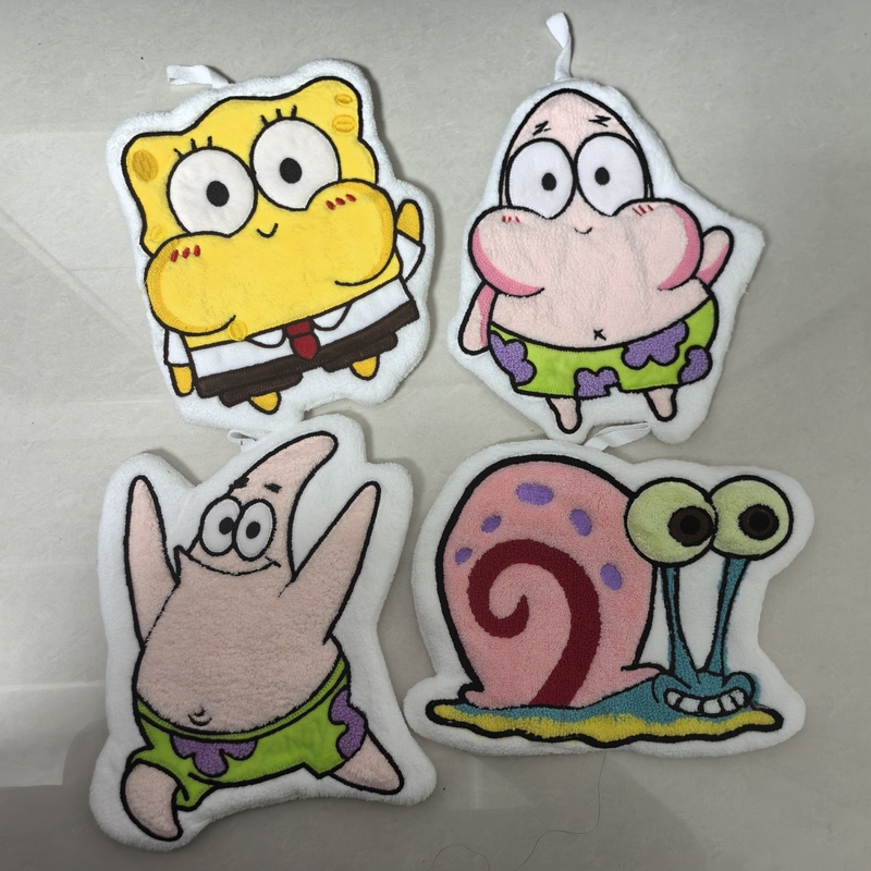 Cartoon Cute Spongebob Hand Towel Kitchen Hanging Kidsren's Thickeneded Hand Towel Pie Star Hand Towel