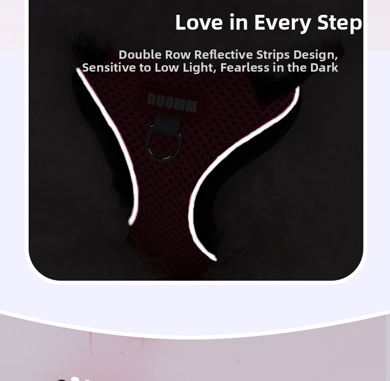 Reflective Breathable Pet Harness And Leash Set For Dogs And Cats_voghion.com
