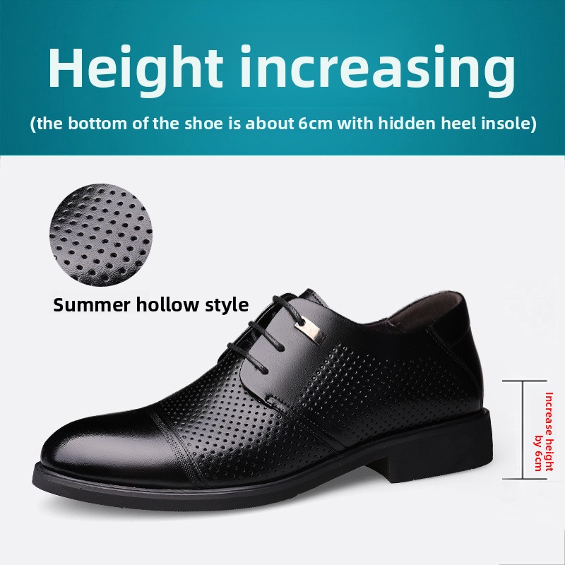 Men's Genuine Leather Dress Shoes With Hidden Heel And Lace-Up For Business_vogvips.com