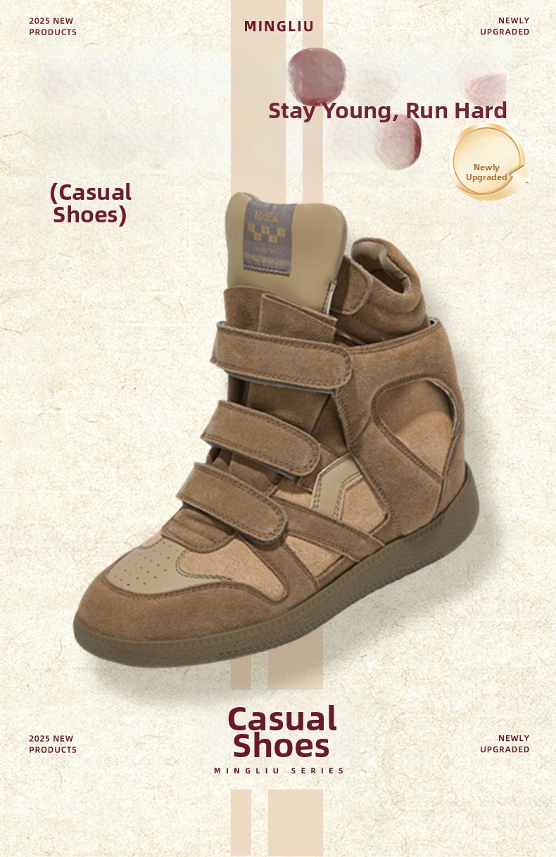 Damen Retro Echtleder Keil-sneaker Weiße Freizeitschuhe_voghion.com