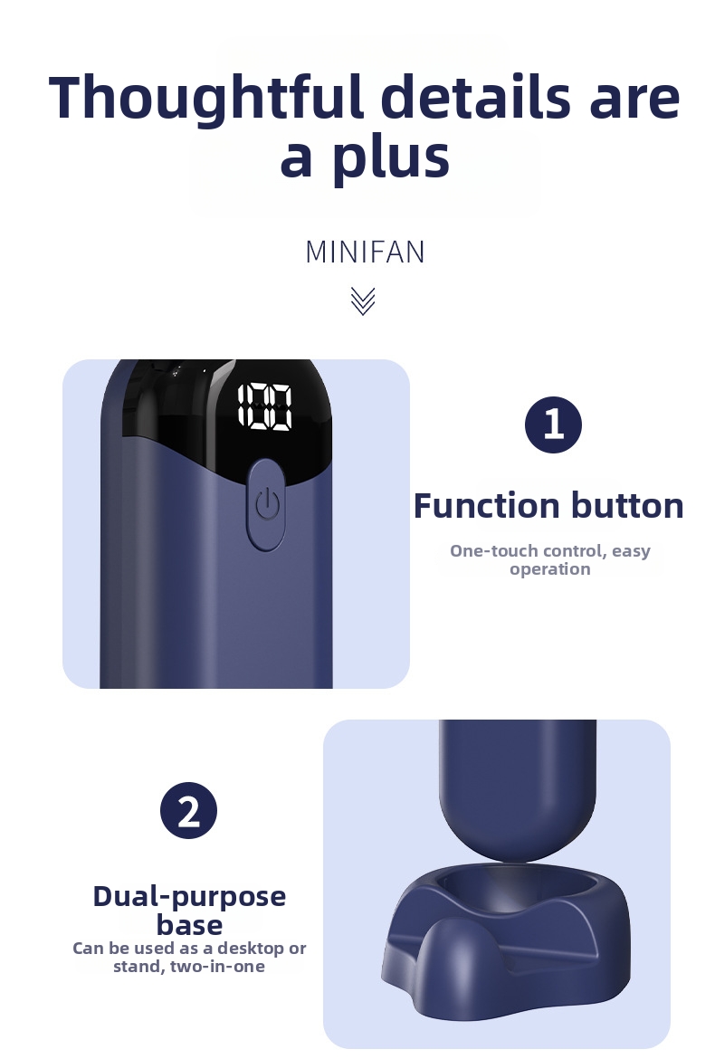 Handheld Portable Fan With Digital Display And Silent Operation_voghion.com