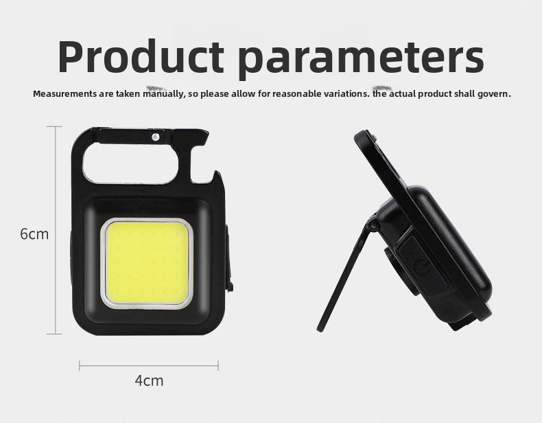 Rechargeable keychain light with magnet and bottle opener