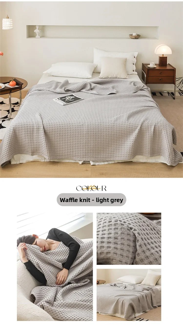 100% Baumwolle Waffelstruktur-Decke Leichte Atmungsaktive Sommer-Kühldecke für Bett Sofa Einzel- und Doppelgröße – Detail 21