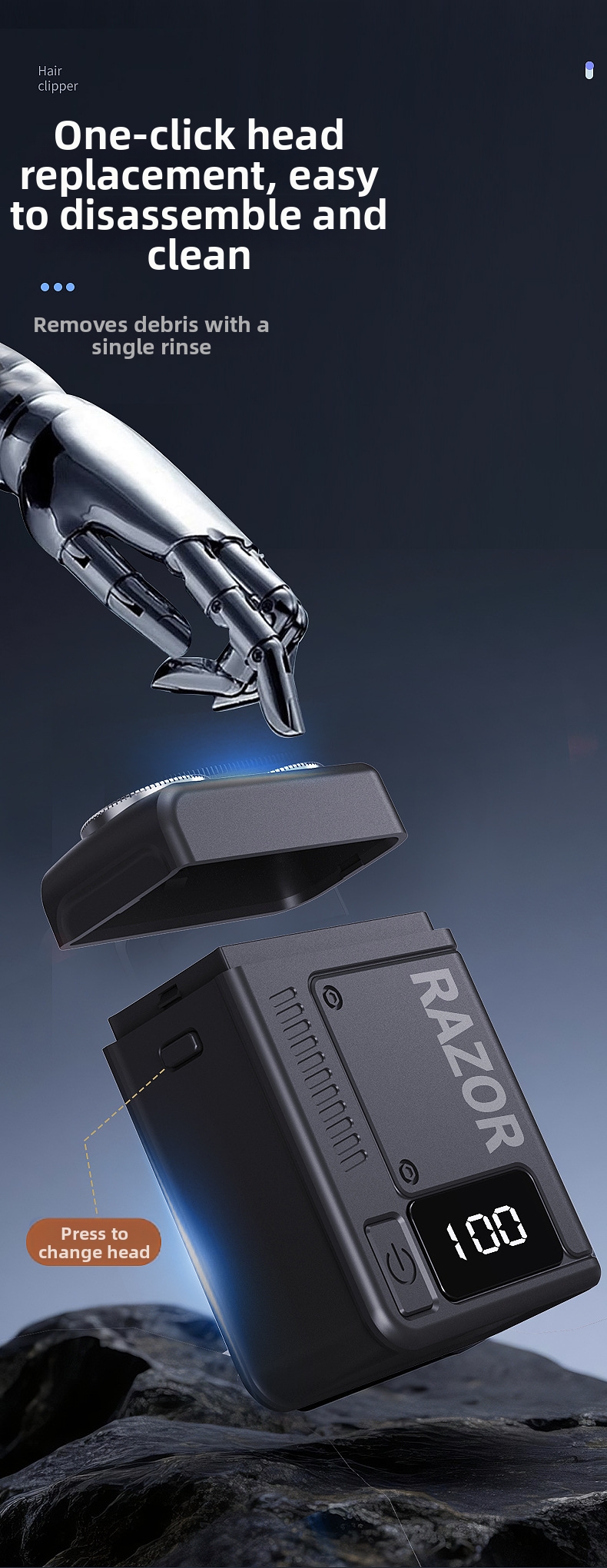 Mini afeitadora eléctrica para hombre recargable y lavable_voghion.com