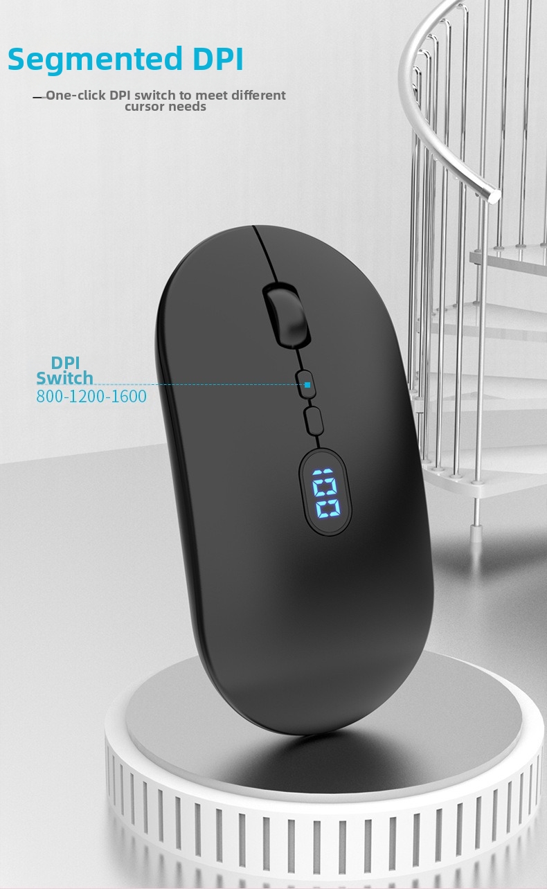 Kabellose Maus mit Bluetooth-Ladefunktion, geräuscharmem Betrieb und Akkuanzeige. Geeignet für Büro und Geschäftsgebrauch. USB-Computer._voghion.com