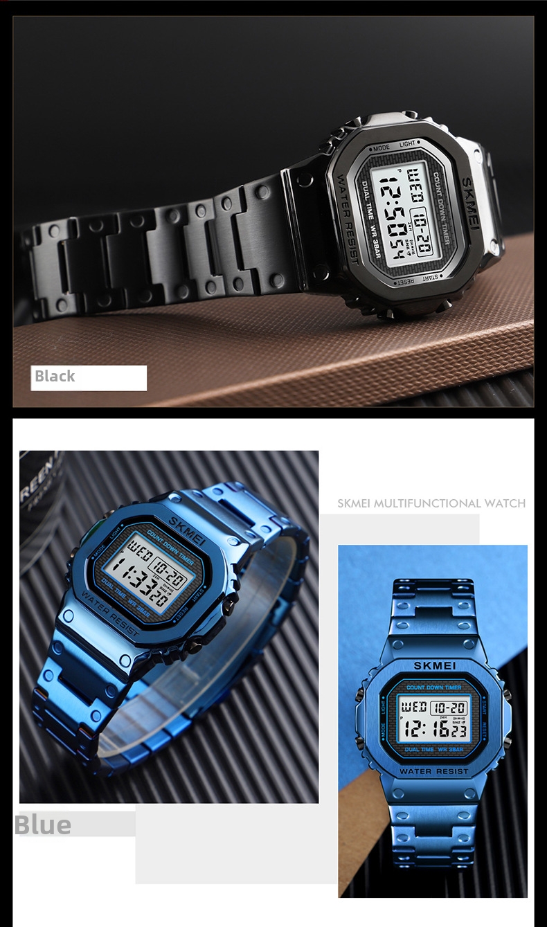 Men's Digital Watch Luminous Mechanical Style Trendy Round Dial_voghion.com