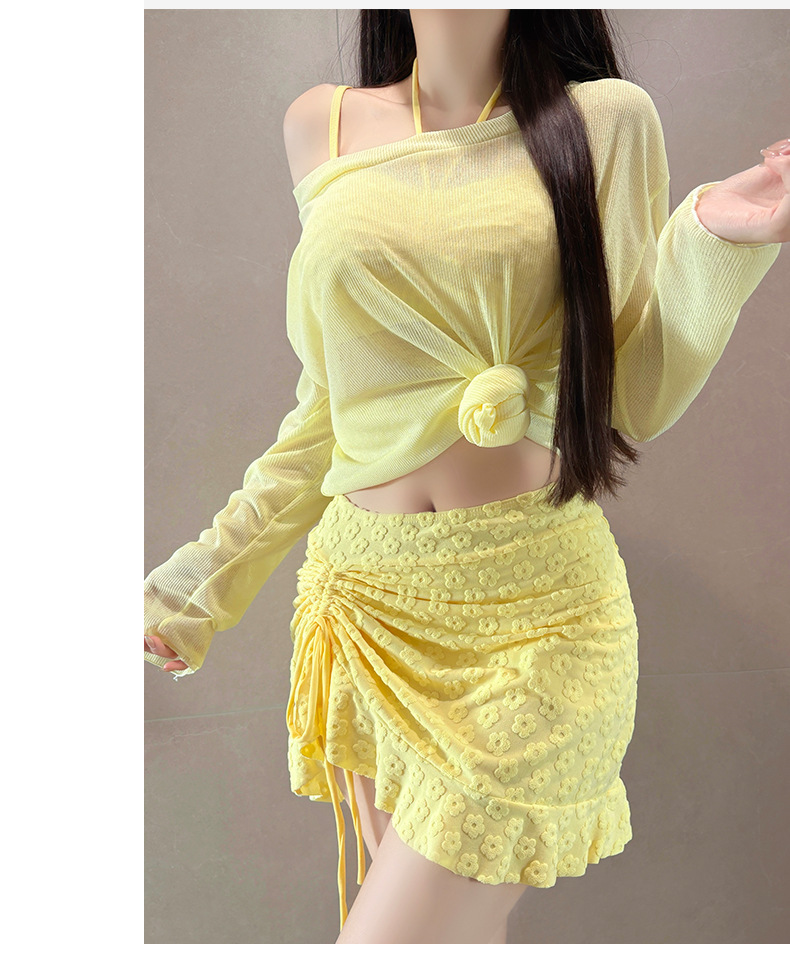 Women's Swimsuit Set Long Sleeved Sun Protective Three Piece Set_voghion.com