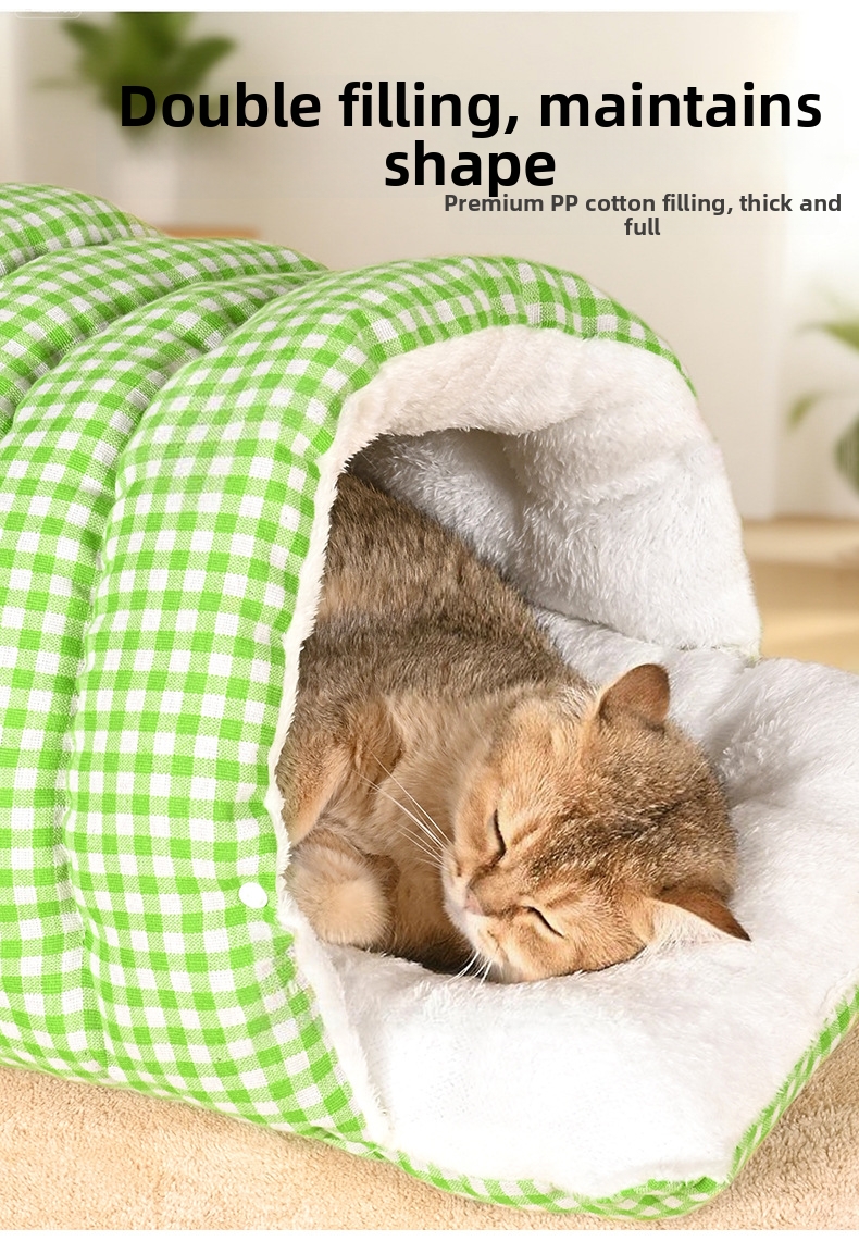Geschlossenes Katzenbett Höhle Wärmender Kuschelsack Für Katzen_voghion.com